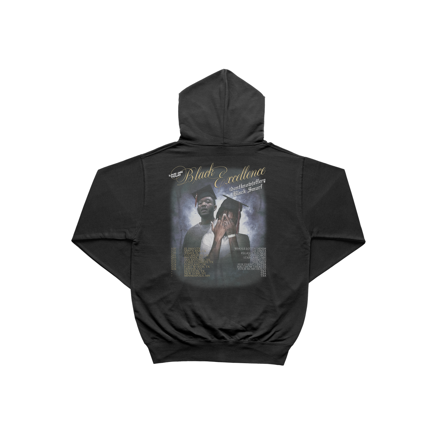 Black Excellence IDONTKNOWJEFFERY x Black Smurf Tour Hoodie in Black