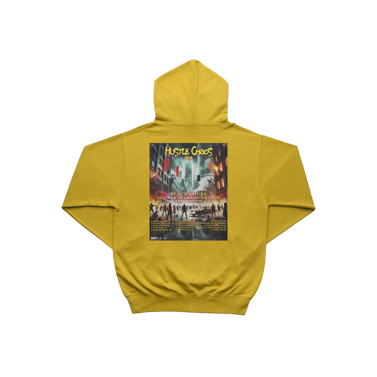 Black Smurf "Hustle Chaos" Tour Hoodie in Yellow