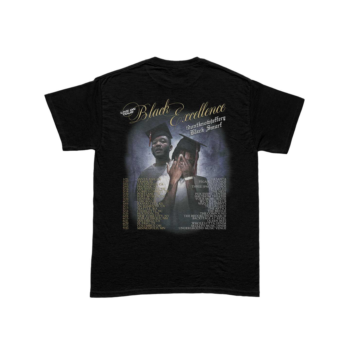 Black Excellence IDONTKNOWJEFFERY x Black Smurf Tour Tee Shirt in Black