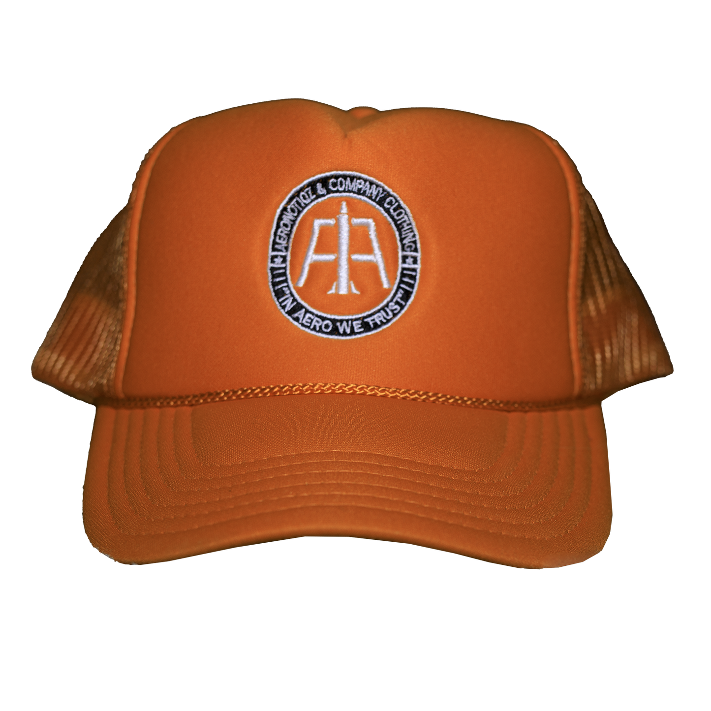 Orange Aero Logo Mesh Trucker Hat