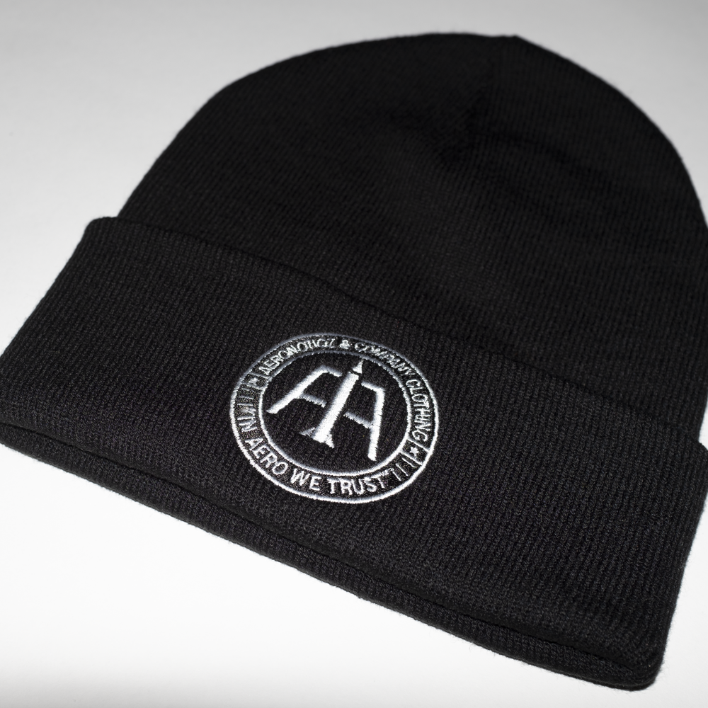 Black “In Aero We Trust” Beanie