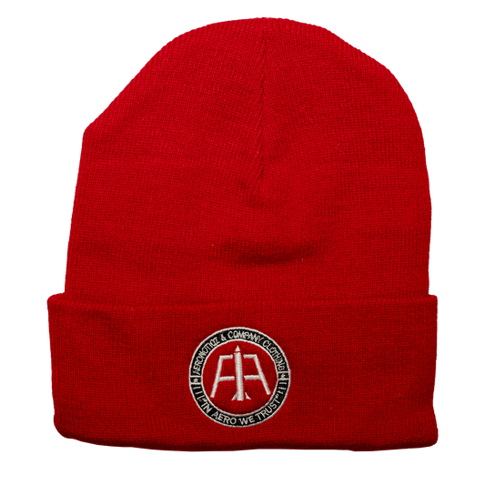 Red “In Aero We Trust” Beanie