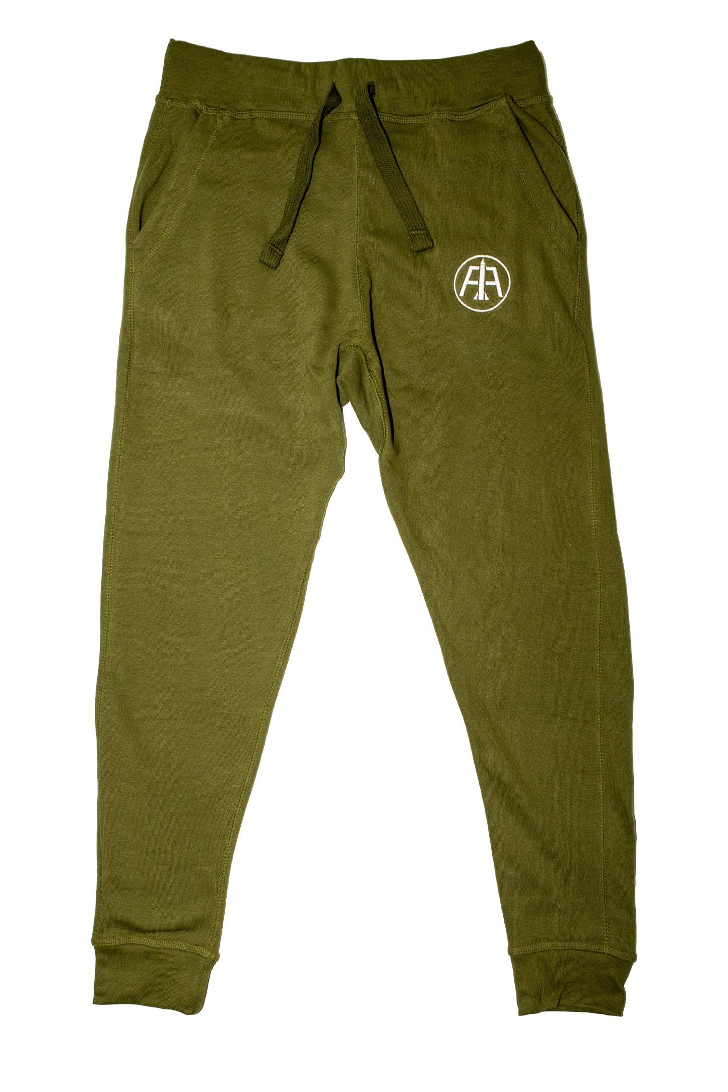 Olive Embroidered Logo Joggers