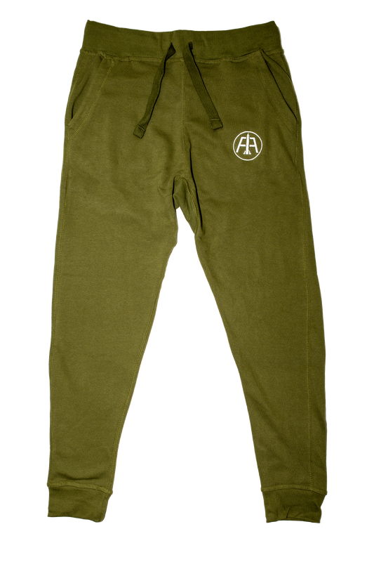 Olive Embroidered Logo Joggers