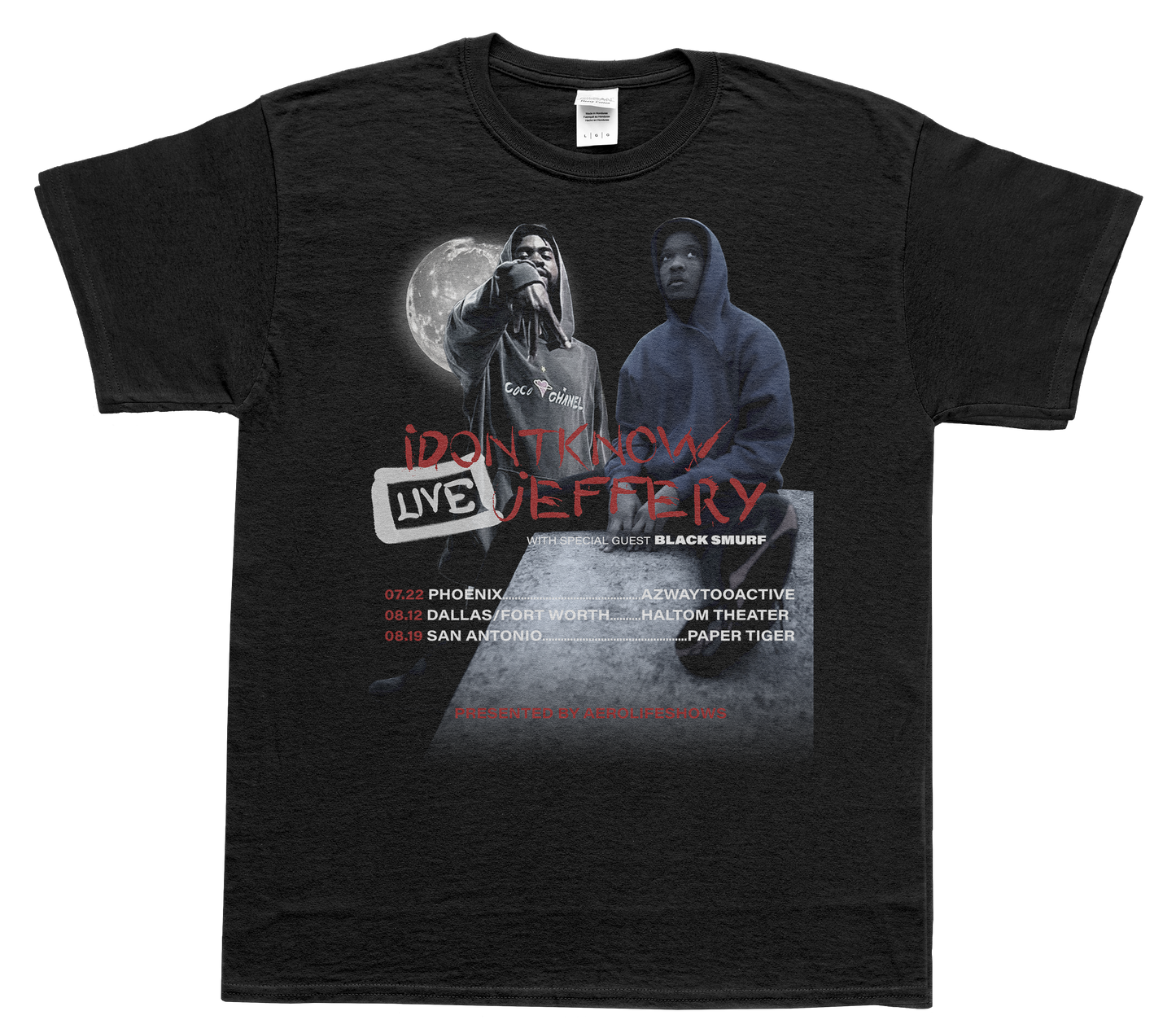 IDONTKNOWJEFFERY x Black Smurf Tour Tee Shirt