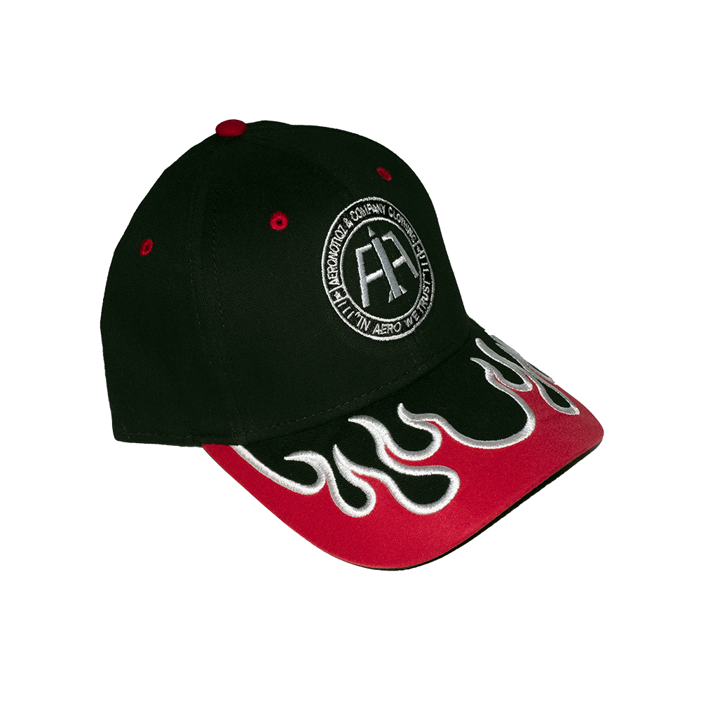 Black & Red Two Tone Flame Hat